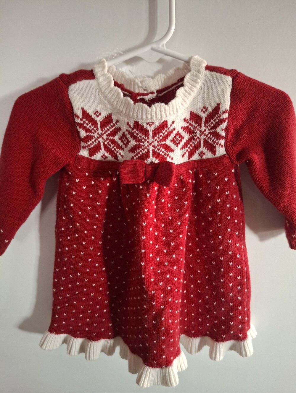 Gymboree Red and White Knit Holiday Dress with Bow